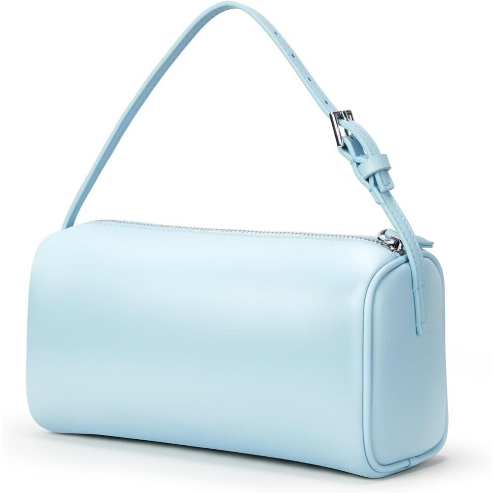 Women Baby Blue Mini Crossbody Bag Vegan Leather HoboPurse with Adjustable Strap